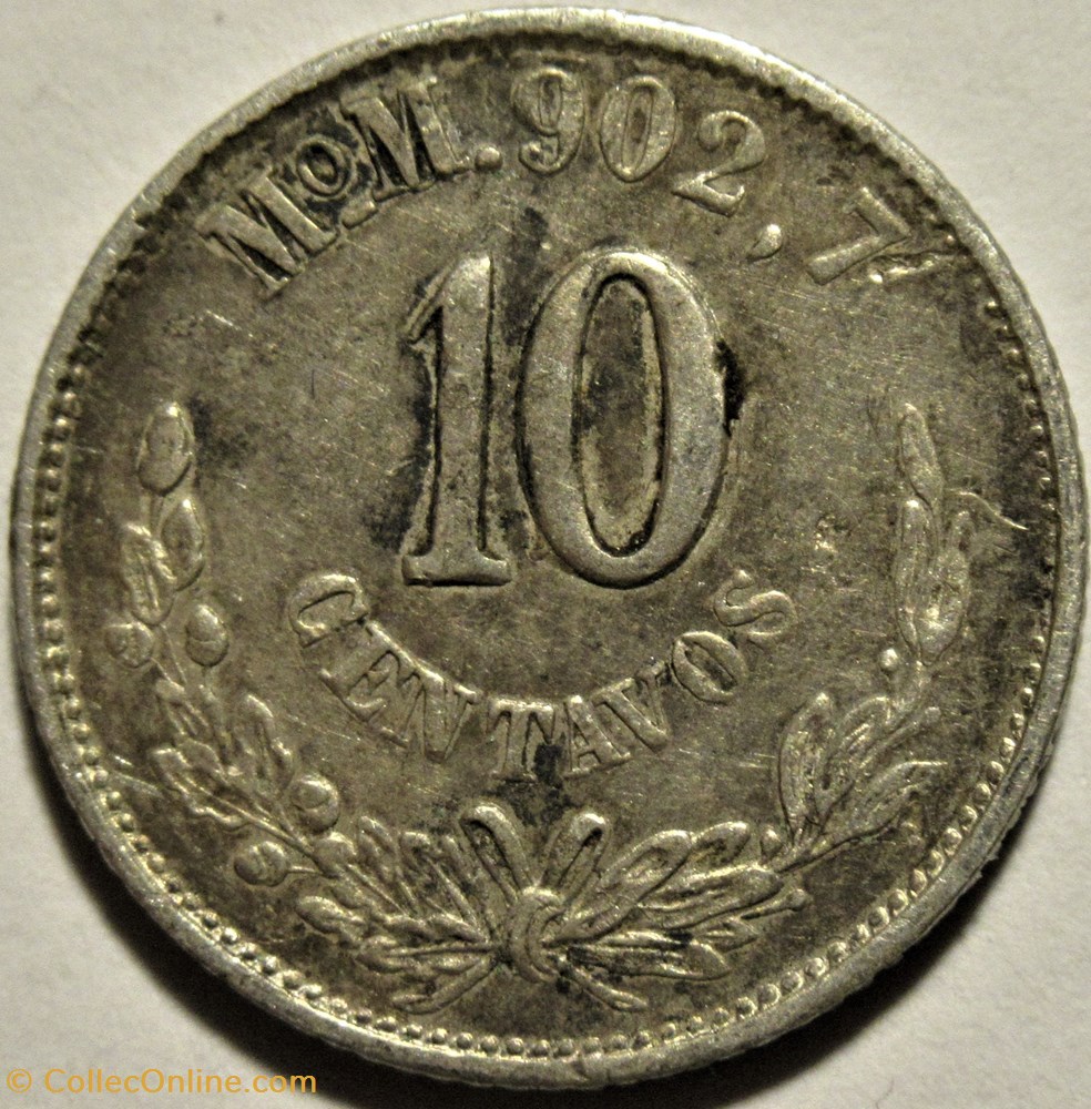 México - 10 Centavos 1888/7 Overdate 3 monnaies monde mexique mexico 10 centavos 1888 7 overdate