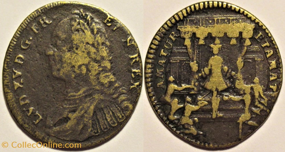 Louis XV - c.1722 Jeton, "Amatur Etamat" monnaies paranumismatique jetons poids louis xv c 1722 jeton amatur etamat