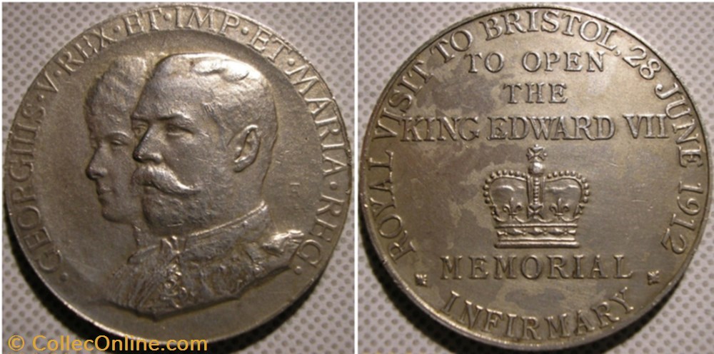 George V & Mary - 1912 Royal Visits to Bristol - UK medaille royaume uni george v mary 1912 royal visits to bristol uk