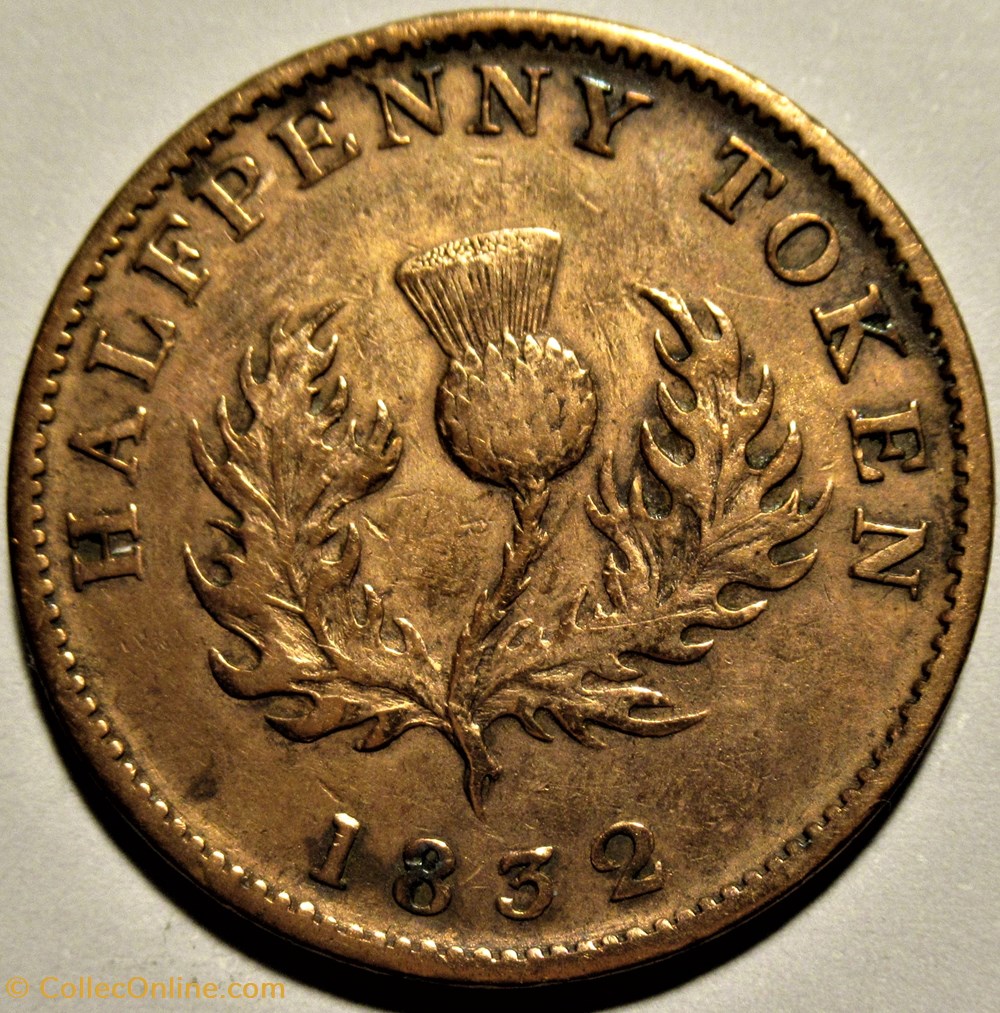 George IV - HalfPenny Token 1832 - Nova Scotia (ex.5) 3 monnaies monde canada george iv halfpenny token 1832 nova scotia ex 5