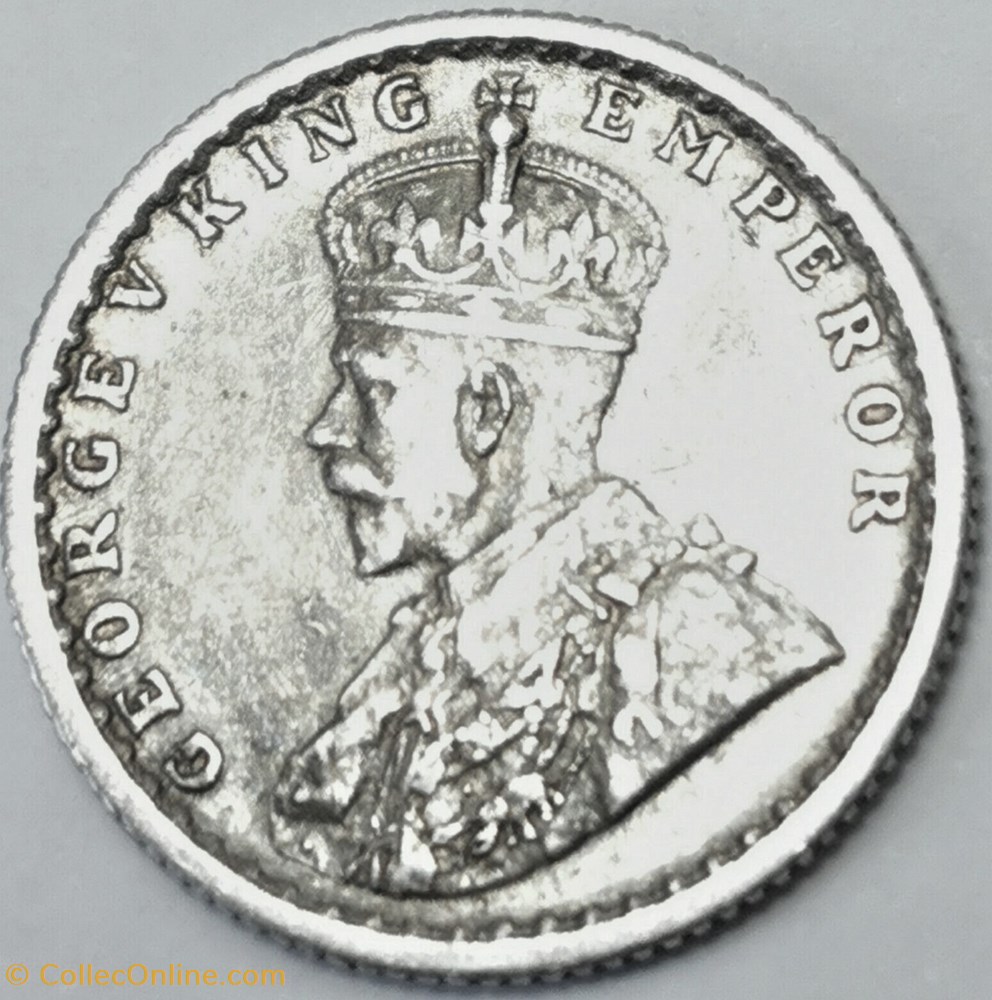 George V - 1/4 Rupee 1934 Calcutta - British India (ex.2) monnaie monde inde george v 1 4 rupee 1934 calcutta british india ex 2