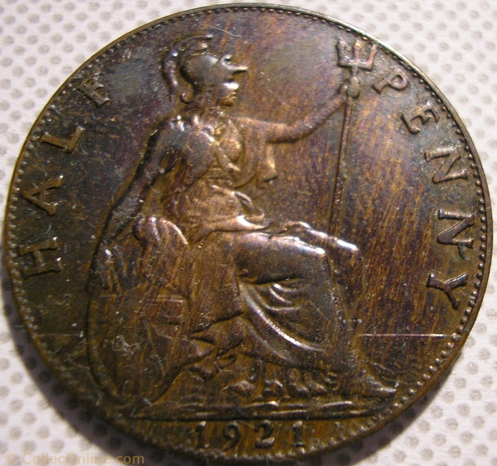 Vintage Coins 1921 King George V Half Penny Coin British Money