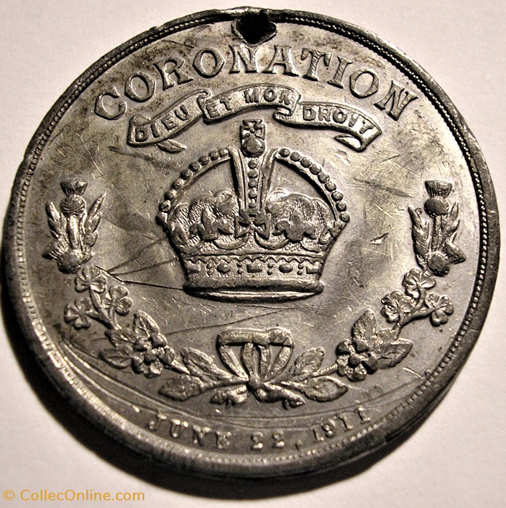 George V & Mary - 1911 Coronation Medal Crown 3 medaille royaume uni george v mary 1911 coronation medal crown