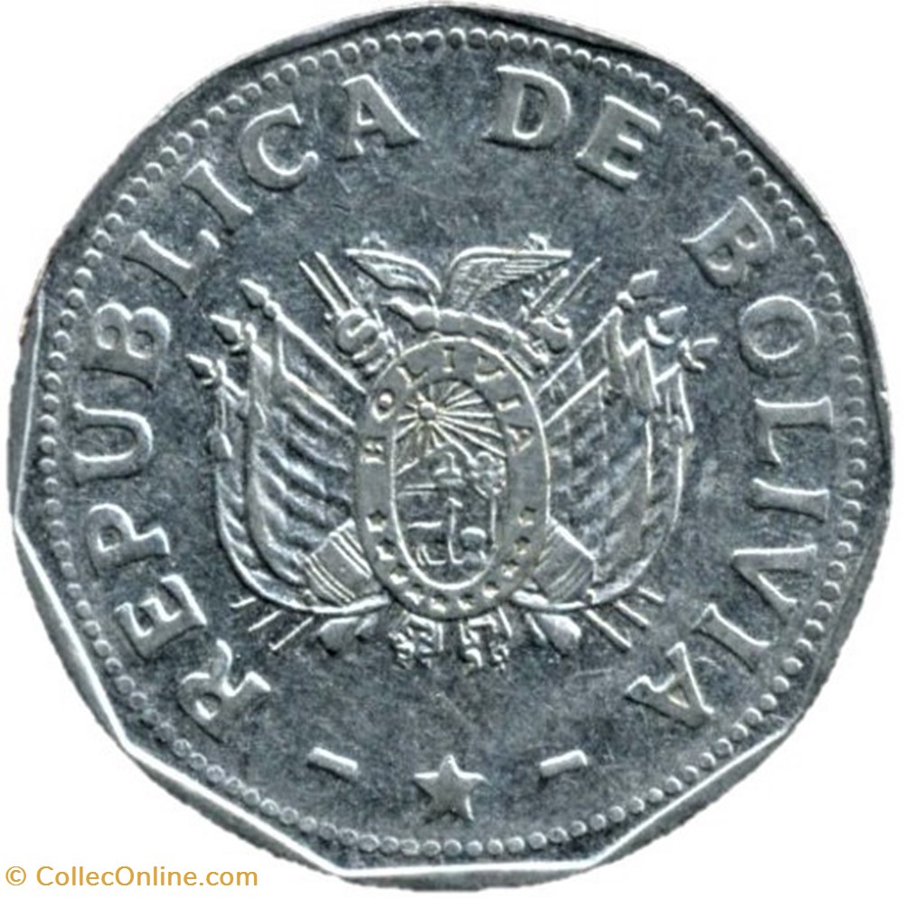 1991 - 2 Bolivianos, small type monnaies monde bolivie 1991 2 bolivianos small type