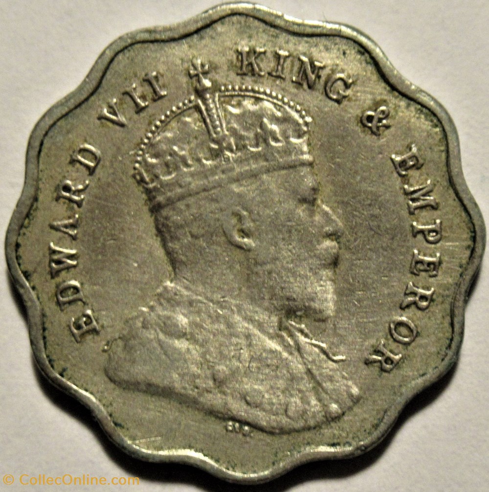 Edward VII - One Anna 1910 Bombay - British India monnaies monde inde edward vii one anna 1910 bombay british india