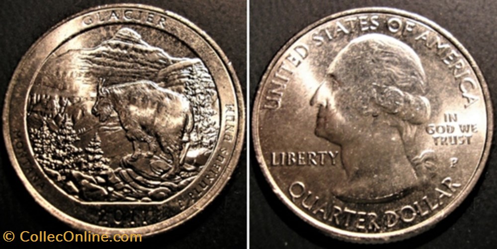 Glacier National Park - 2011 P Quarter Dollar - Montana State monnaie monde etat uni glacier national park 2011 p quarter dollar montana state