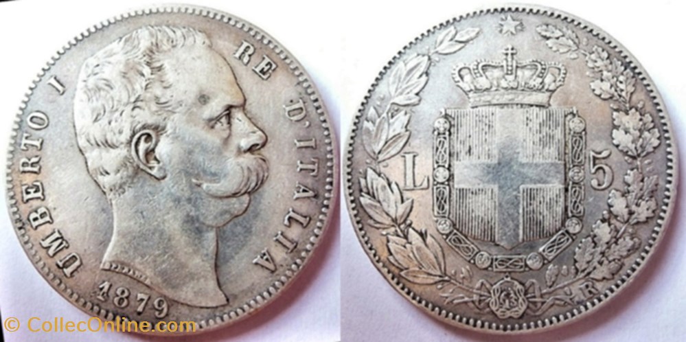 1879 Regno d'Italia, 5 Lire, Roma - Umberto I monnaies monde italie 1879 regno italia 5 lire roma umberto i