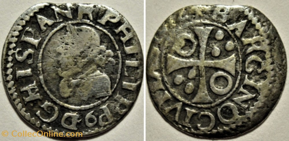 1612 Barcelona - Medio Real (½ Croat) - Felipe III de España monnaies europe medievale principaute catalogne 1612 barcelona medio real croat felipe iii de espana