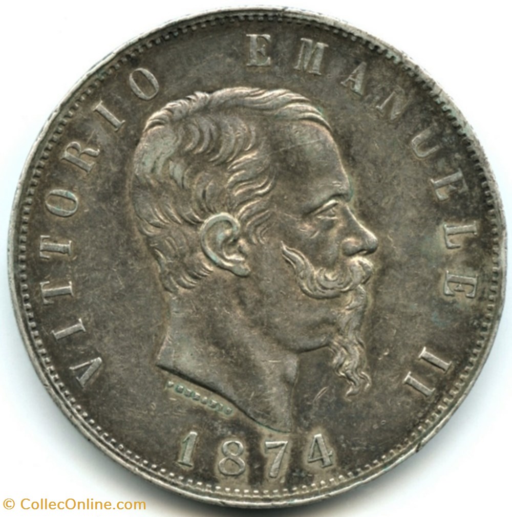 monnaies monde italie 1874 regno italia 5 lire milano vittorio emanuele ii ex 2