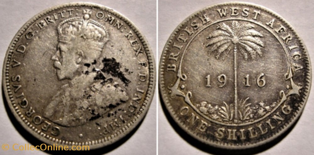 George V - 1 Shilling 1916 - West Africa monnaies monde nigeria george v 1 shilling 1916 west africa