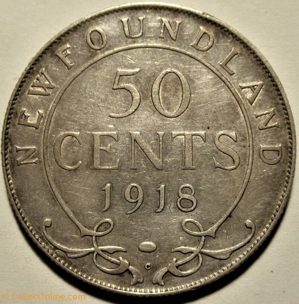 George V - 50 Cents 1918 Newfoundland (ex.3) 3 monnaies monde canada george v 50 cents 1918 newfoundland ex 3