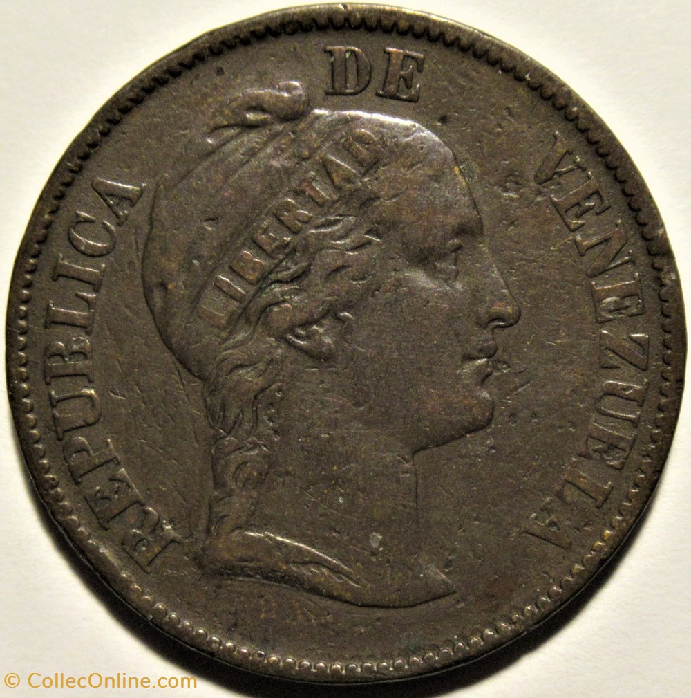 Venezuela - 1 Centavo 1862 2 monnaies monde venezuela 1 centavo 1862