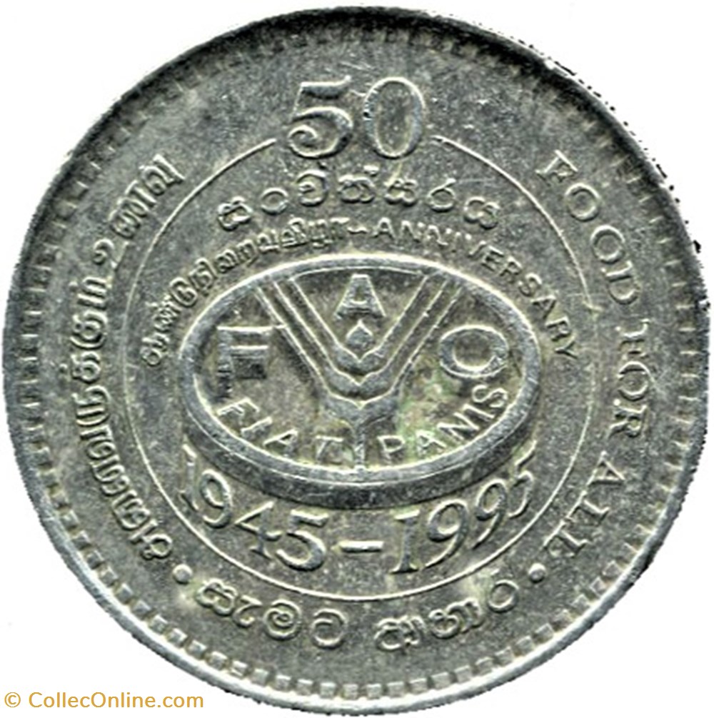 Sri Lanka - 2 Rupees 1995 FAO - Llantrisant Mint monnaies monde sri lanka 2 rupees 1995 fao llantrisant mint