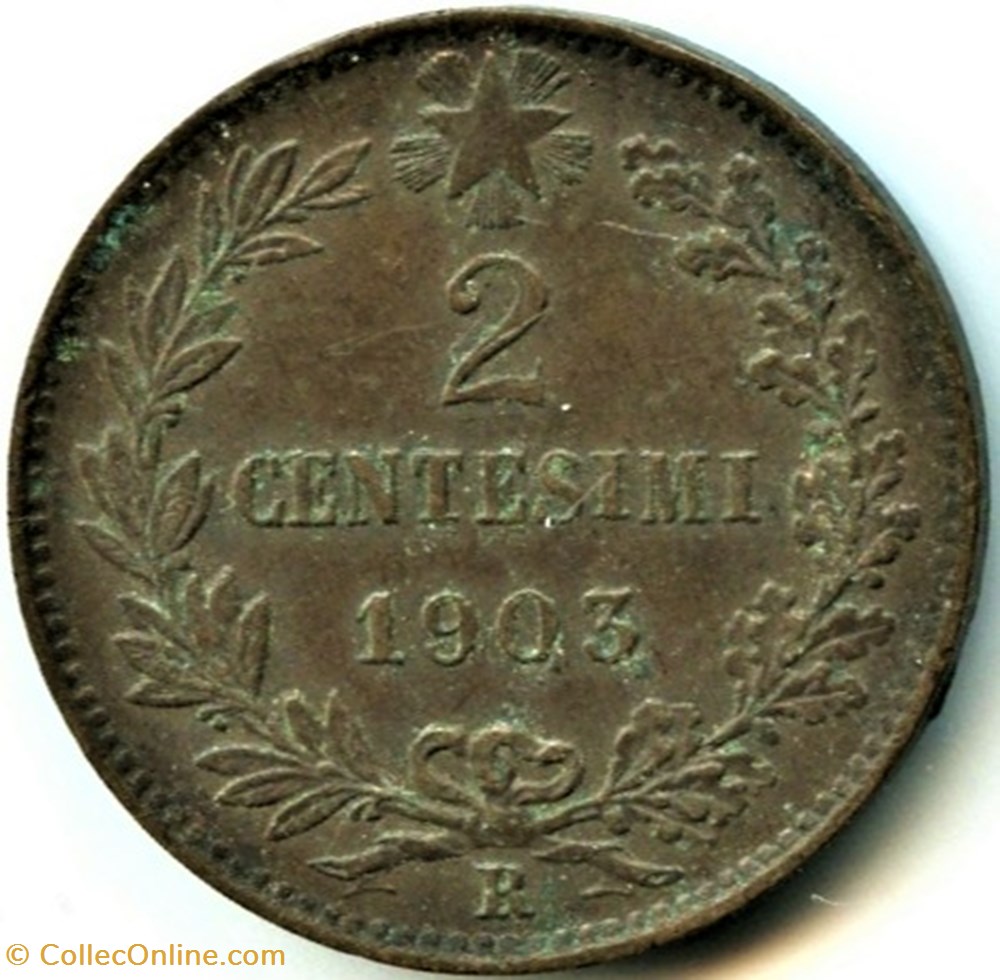 1903 Regno d'Italia, 2 Centesimi, Roma - Vittorio Emanuele III - Variety 3 monnaies monde italie 1903 regno italia 2 centesimi roma vittorio emanuele iii variety