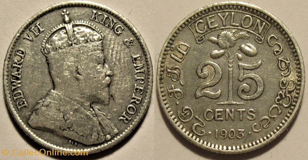 monnaies monde sri lanka edward vii 25 cents 1903 ceylon