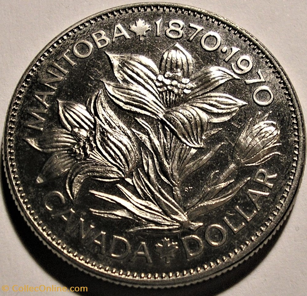 Elizabeth II - 1 Dollar 1870-1970 Manitoba, Centennial (ex.2) monnaie monde canadum elizabeth ii 1 dollar 1870 1970 manitoba centennial ex 2