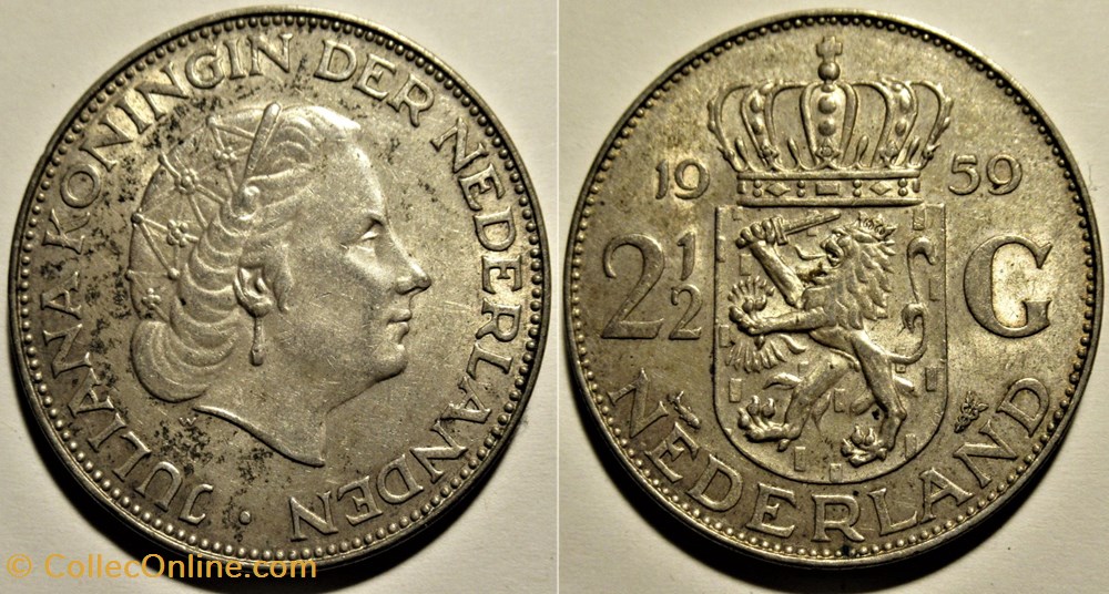 monnaies monde pays bas juliana of netherlands 2 gulden 1959