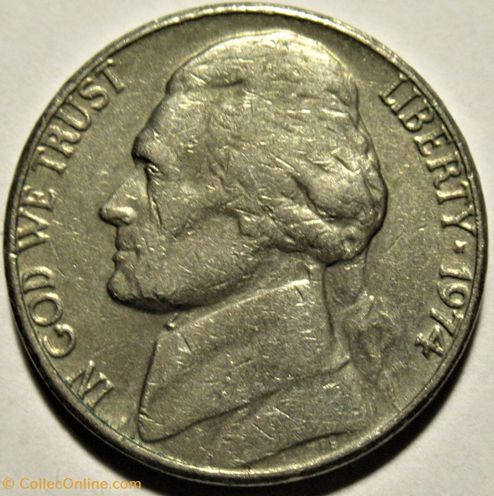 1974 Five Cents Jefferson, Philadelphia - Doubling 2 monnaies monde etats unis 1974 five cents jefferson philadelphia doubling