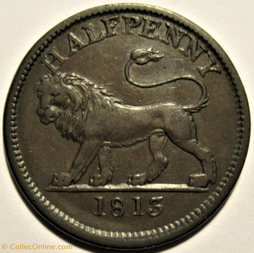 1813 HalfPenny Token - British Copper Company, Lion monnaies monde royaume uni 1813 halfpenny token british copper company lion