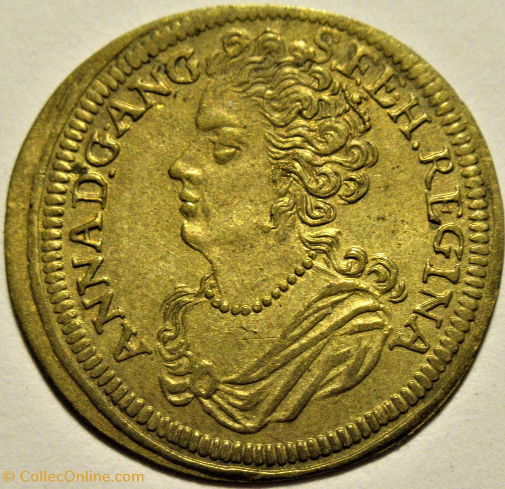 c.1705 Queen Anne Stuart - Token, Reichspfennig by J.K. Hoger 2 monnaies paranumismatique jetons poids c 1705 queen anne stuart token reichspfennig by j k hoger