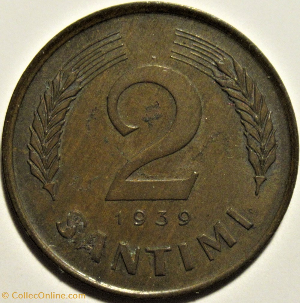 Latvia, Republic of - 2 Santimi 1939 monnaies monde lettonie latvia republic of 2 santimi 1939