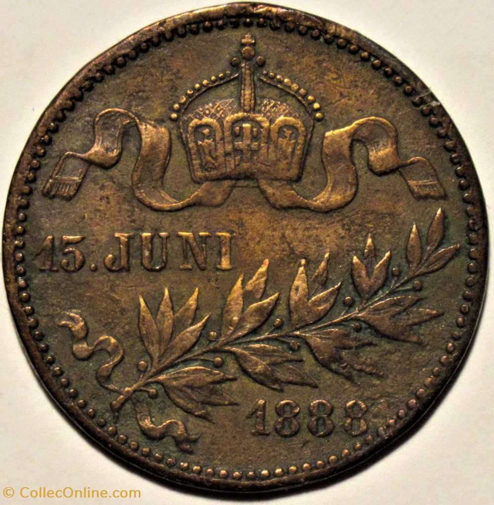 Wilhelm II Kaiser, Coronation token - German Empire medailles allemagne allemand wilhelm ii kaiser coronation token german empire
