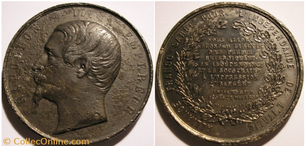 Napoléon III - Médaille 1859 Gênes - Alliance Franco-Sarde france second empire napoleon iii medaille 1859 genes alliance franco sarde