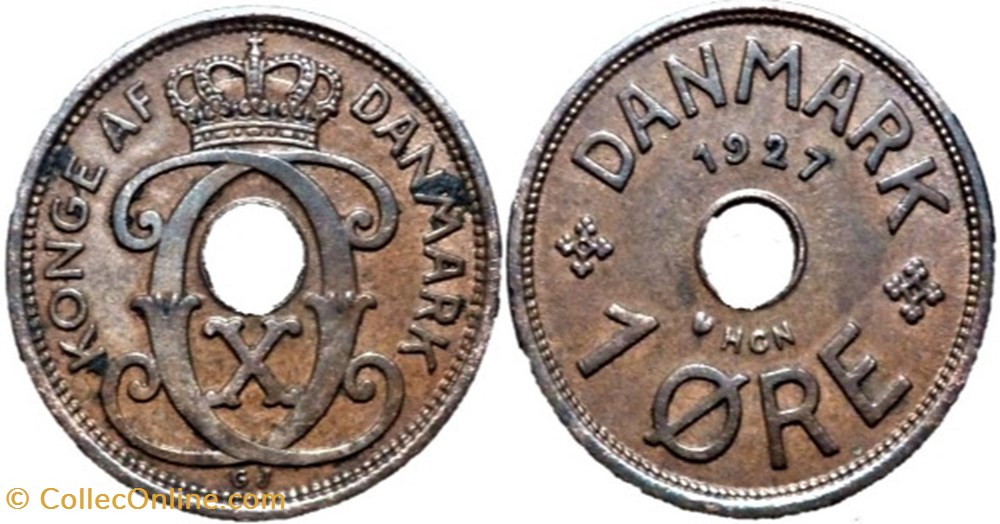 Christian X Denmark - 1 Øre 1927 monnaies monde danemark christian x denmark 1 re 1927