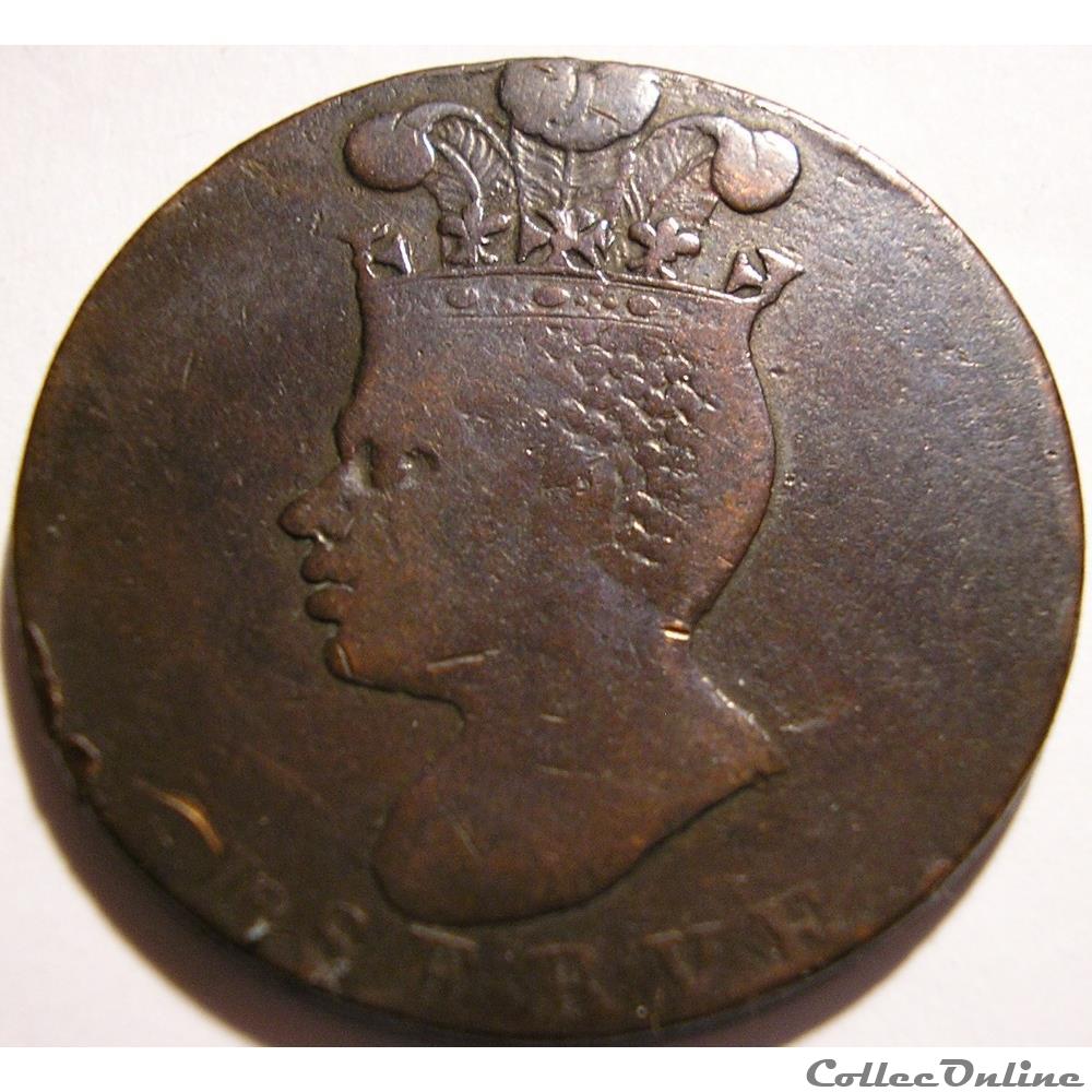 1788 Penny Barbados 4 monnaies monde barbade 1788 penny barbados
