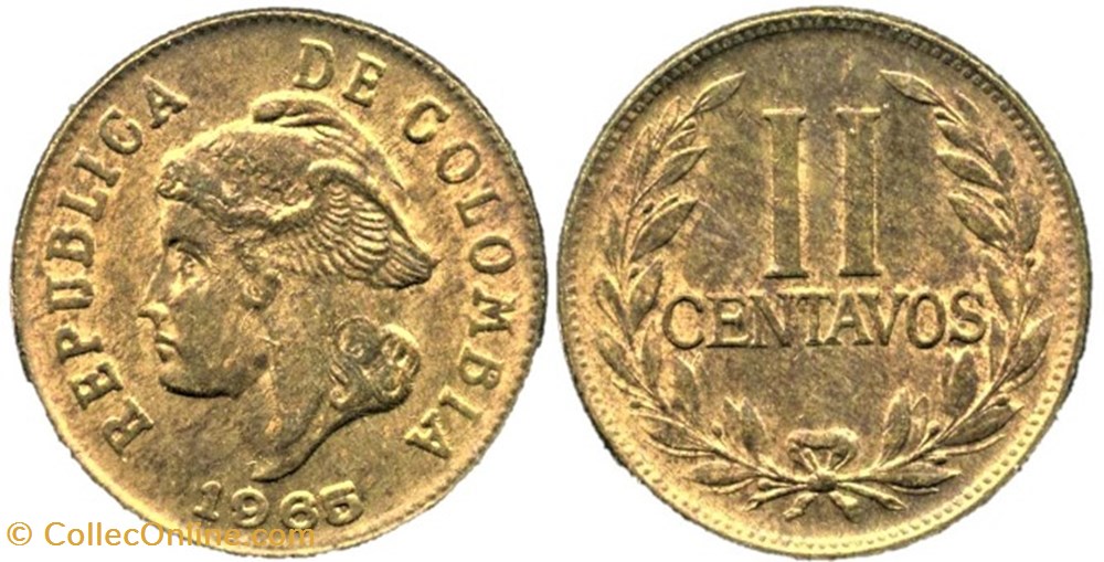 2 Centavos 1965 Colombia monnaies monde colombie 2 centavos 1965 colombia