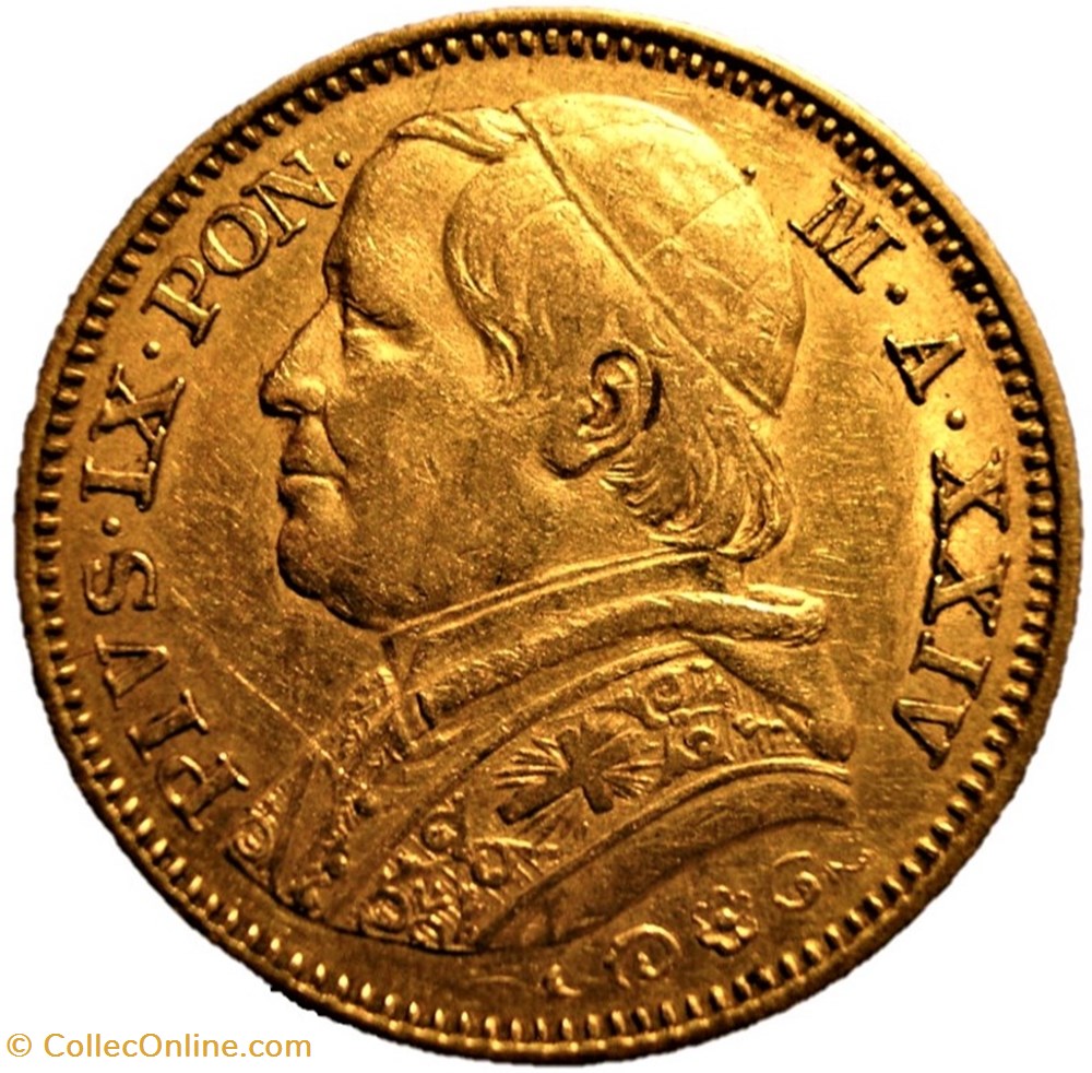 Pio IX, Papa - 20 Lire 1869, Anno XXIV - Vaticano 2 monnaies monde pio ix papa 20 lire 1869 anno xxiv vaticano