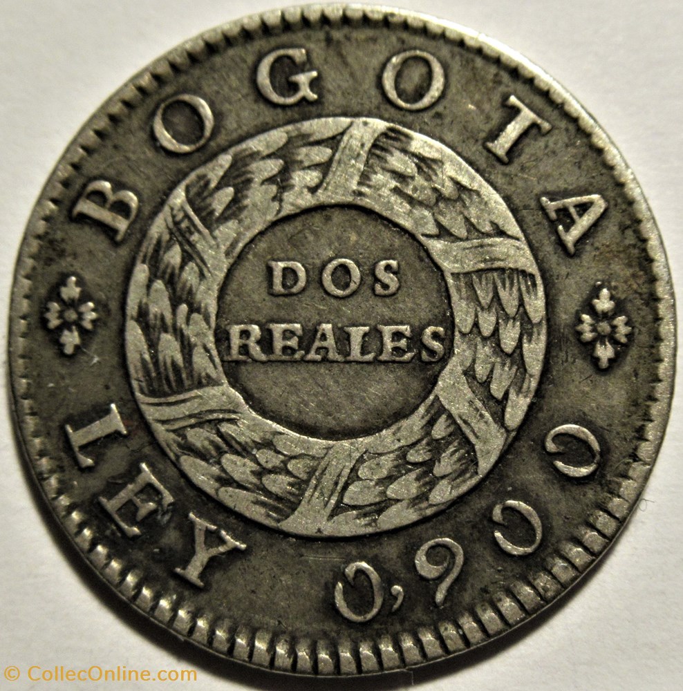 2 Reales 1849 Bogota - Nueva Granada (ex.2) monnaies monde colombie 2 reales 1849 bogota nueva granada ex 2
