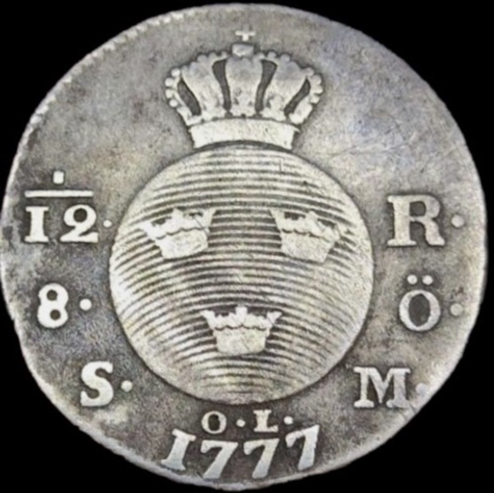 Sweden - Gustav III - 1⁄12 Riksdaler 1777 monnaies monde suede sweden gustav iii 1 12 riksdaler 1777