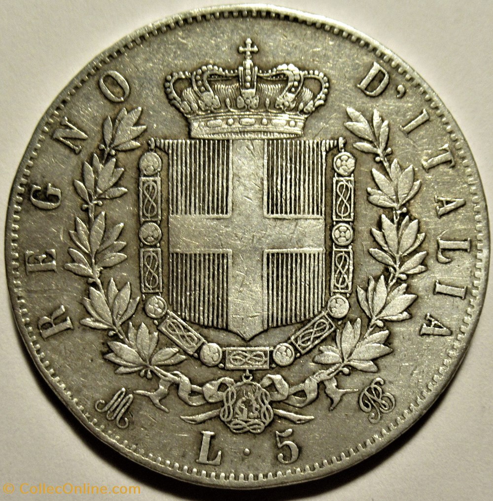 monnaies monde italie 1873 regno italia 5 lire milano vittorio emanuele ii