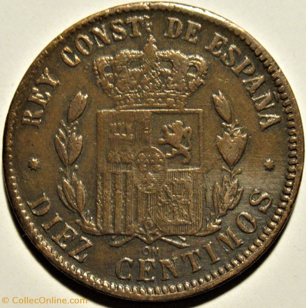 1878 - Barcelona, 10 Centimos - Alfonso XII de España - Moneda falsa 3 monnaies monde espagne 1878 barcelona 10 centimos alfonso xii de espana moneda falsa
