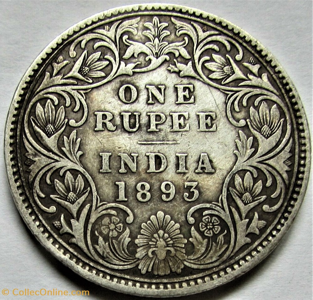 monnaies monde inde victoria one rupee 1893 bombay british india