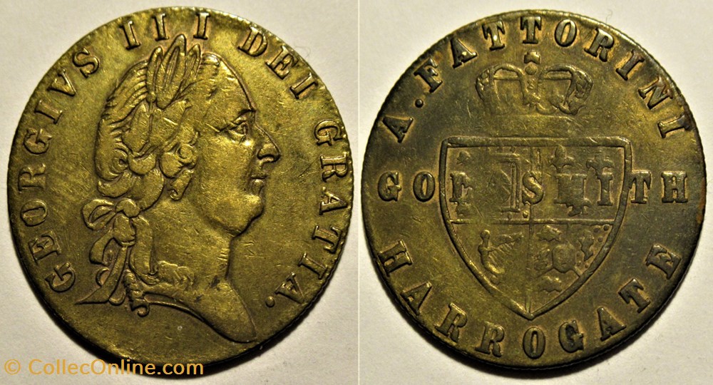 George III - 1790' Spade Guinea Token - A. Fattorini Goldsmiths Harrogate monnaies paranumismatique jetons poids george iii 1790 spade guinea token a fattorini goldsmiths harrogate
