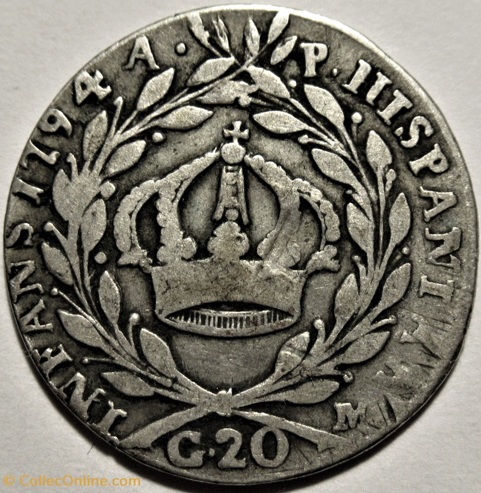 1794 Royaume de Naples 20 Grana - Ferdinando IV de Bourbon-Siciles monnaies monde italie 1794 royaume de naples 20 grana ferdinando iv de bourbon siciles