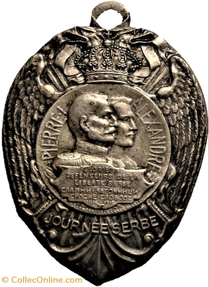 militaria medailles insignes pierre ier alexandre de serbie medaille 1916 journee serbe