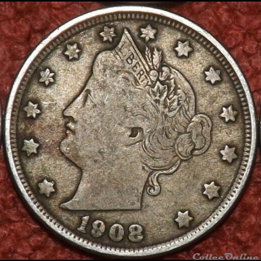 1908 5 Cents monnaies monde etats unis 1908 5 cents