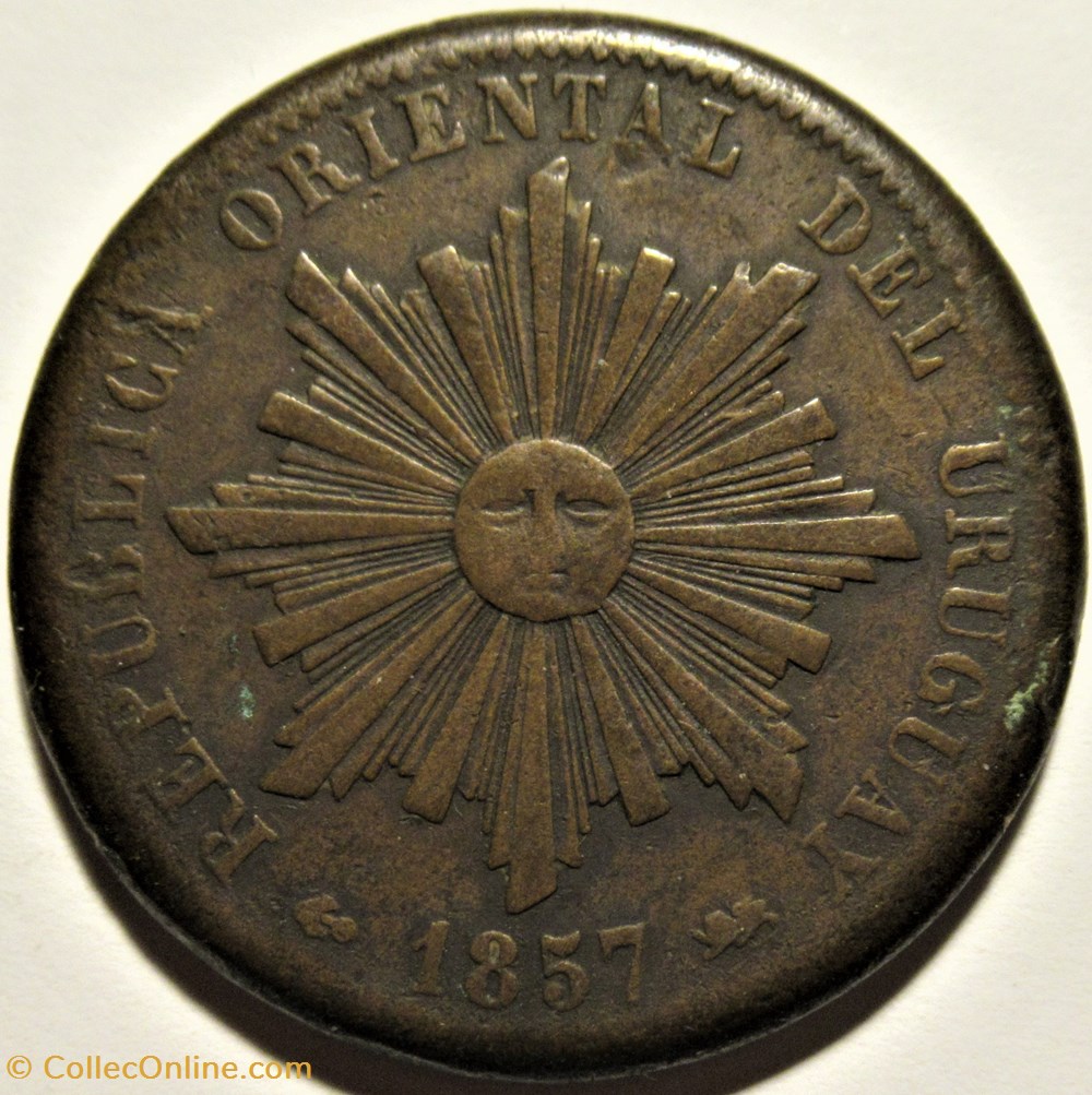 Uruguay - 40 Centésimos 1857 2 monnaies monde uruguay 40 centesimos 1857