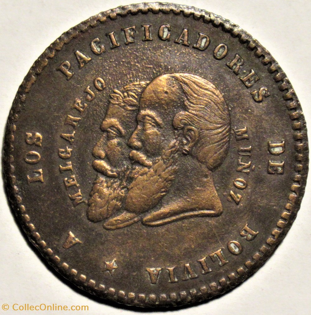 1865 Melgarejo 1/2 - Canteria de Potosi - M. Melgarejo Pdt - Pattern monnaies monde bolivie 1865 melgarejo 1 2 canteria de potosi m melgarejo pdt pattern