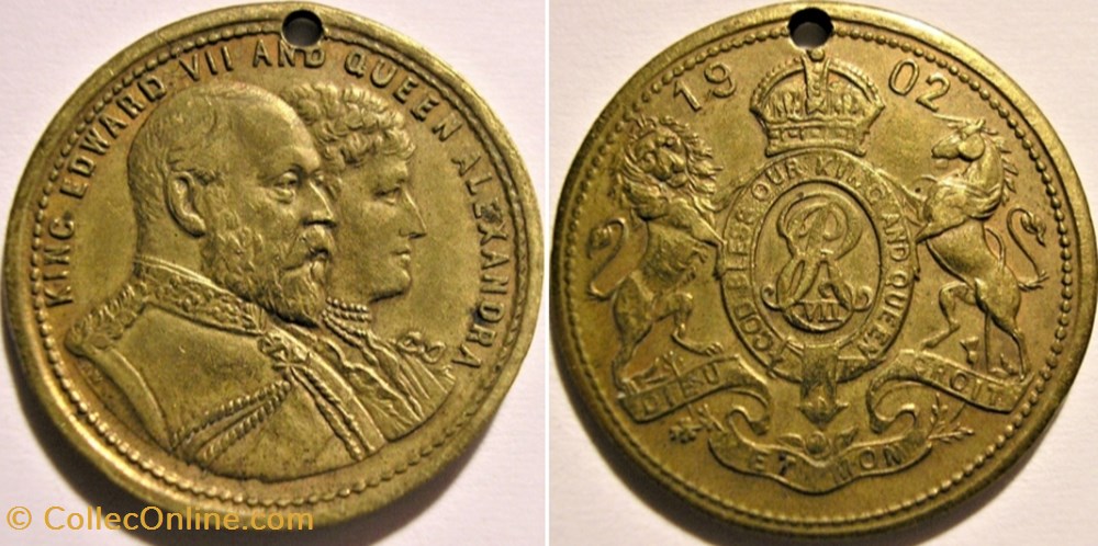 Edward Vii And Alexandra Gilt Token Coronation 1902 Medals United