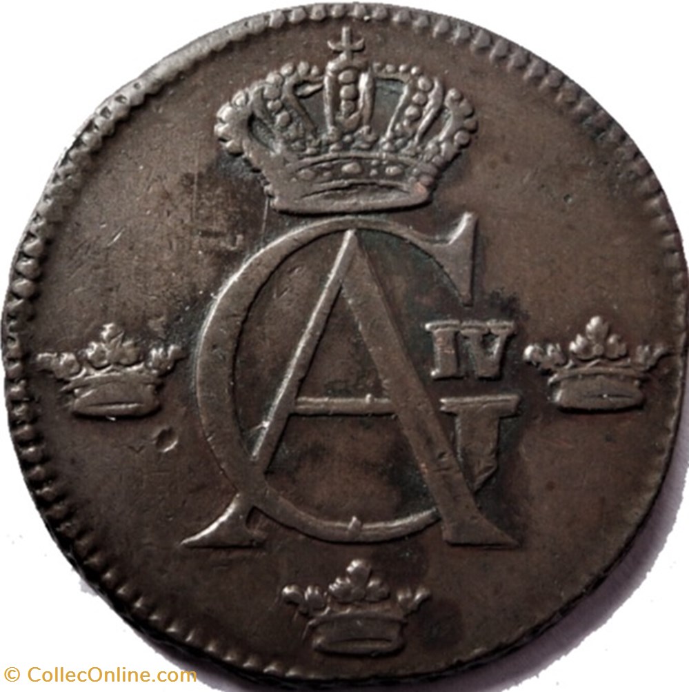 Sweden - Gustav IV Adolf - 1/2 Skilling 1807 (ex.2) monnaies monde suede sweden gustav iv adolf 1 2 skilling 1807 ex 2
