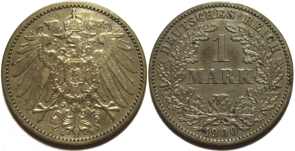 Wilhelm II - 1 Mark 1900 Karlsruhe, German Empire monnaies monde allemagne wilhelm ii 1 mark 1900 karlsruhe german empire