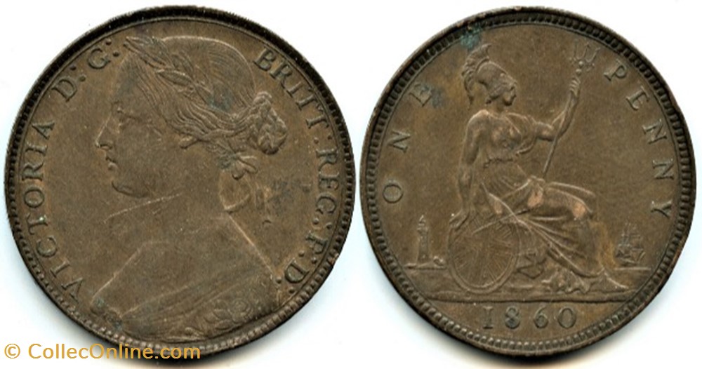 Victoria - One Penny 1860 - Kingdom of Great Britain monnaies monde royaume uni victoria one penny 1860 kingdom of great britain