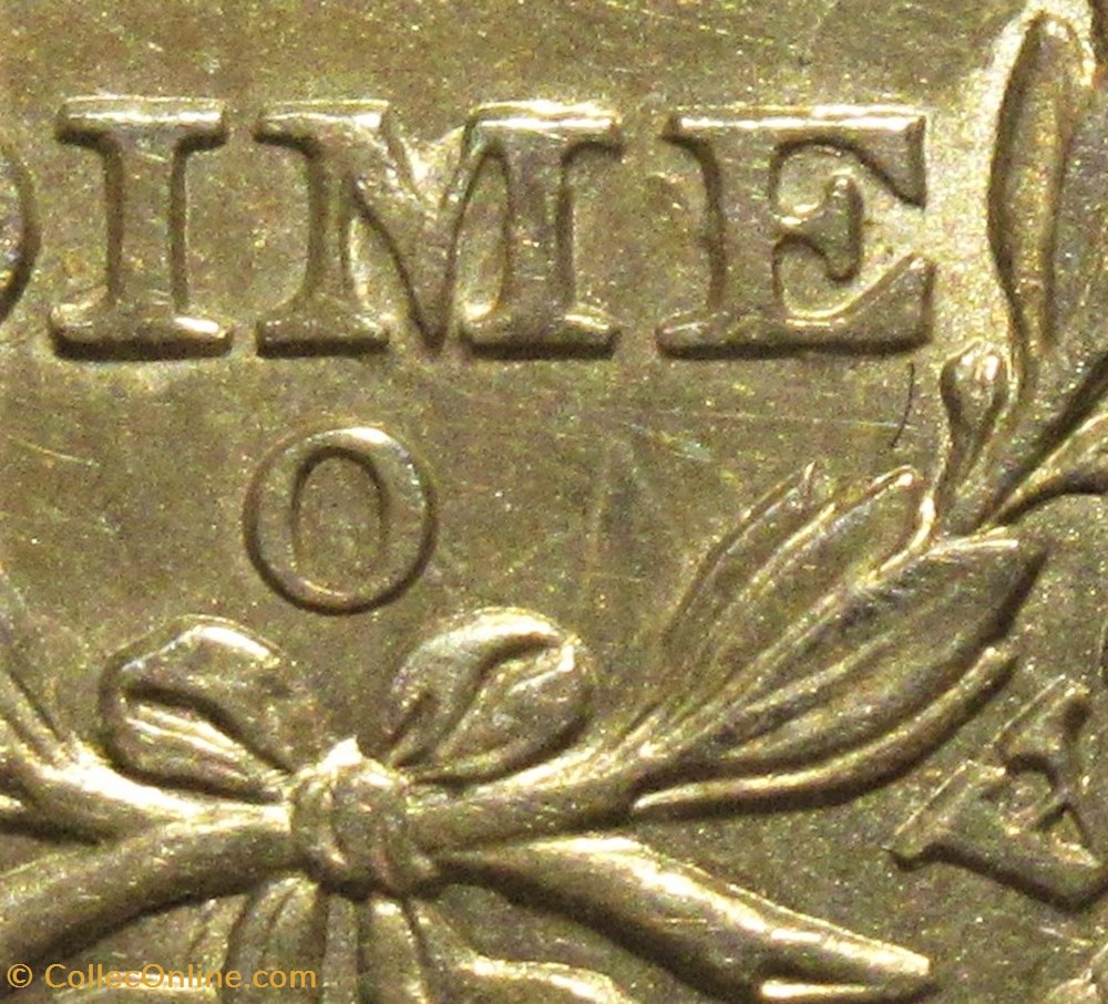 1856 O Half Dime - Die Clash + Die Crack Error 5 monnaies monde etats unis 1856 o half dime die clash die crack error