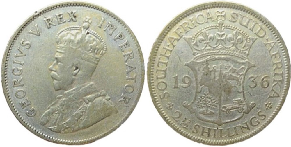 George V - 2½ Shillings 1936 - South Africa monnaies monde afrique du sud george v 2 shillings 1936 south africa