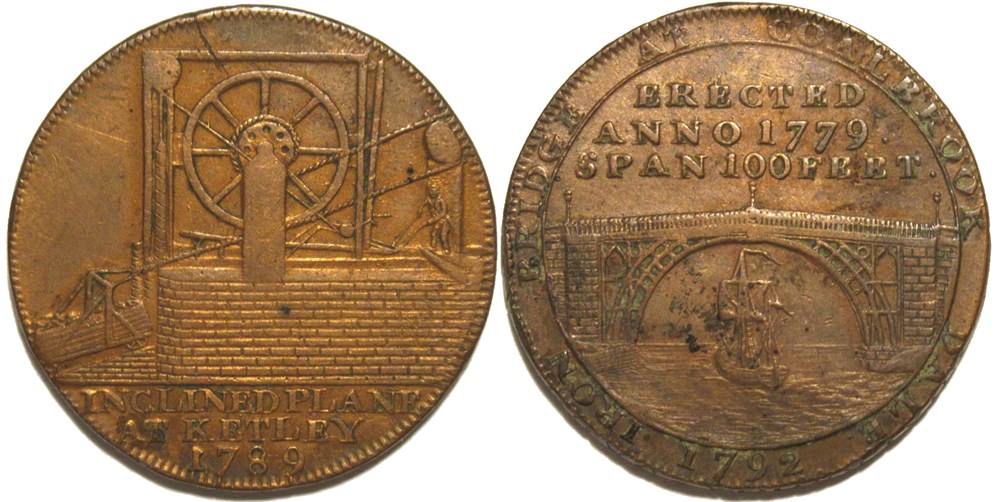 monnaies monde royaume uni 1792 halfpenny coalbrook dale token shropshire england
