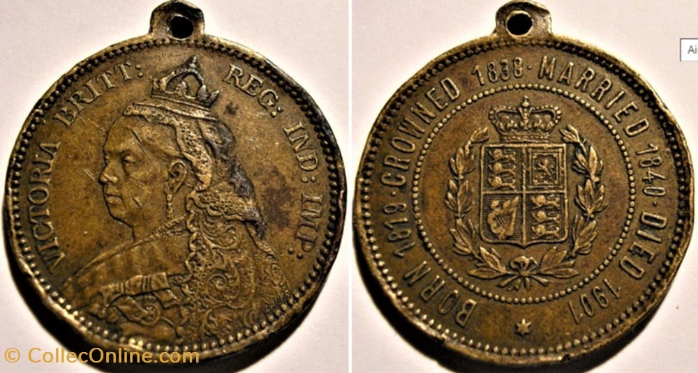 Queen Victoria - Medalet souvenir monnaie jeton mereaux queen victoria medalet souvenir